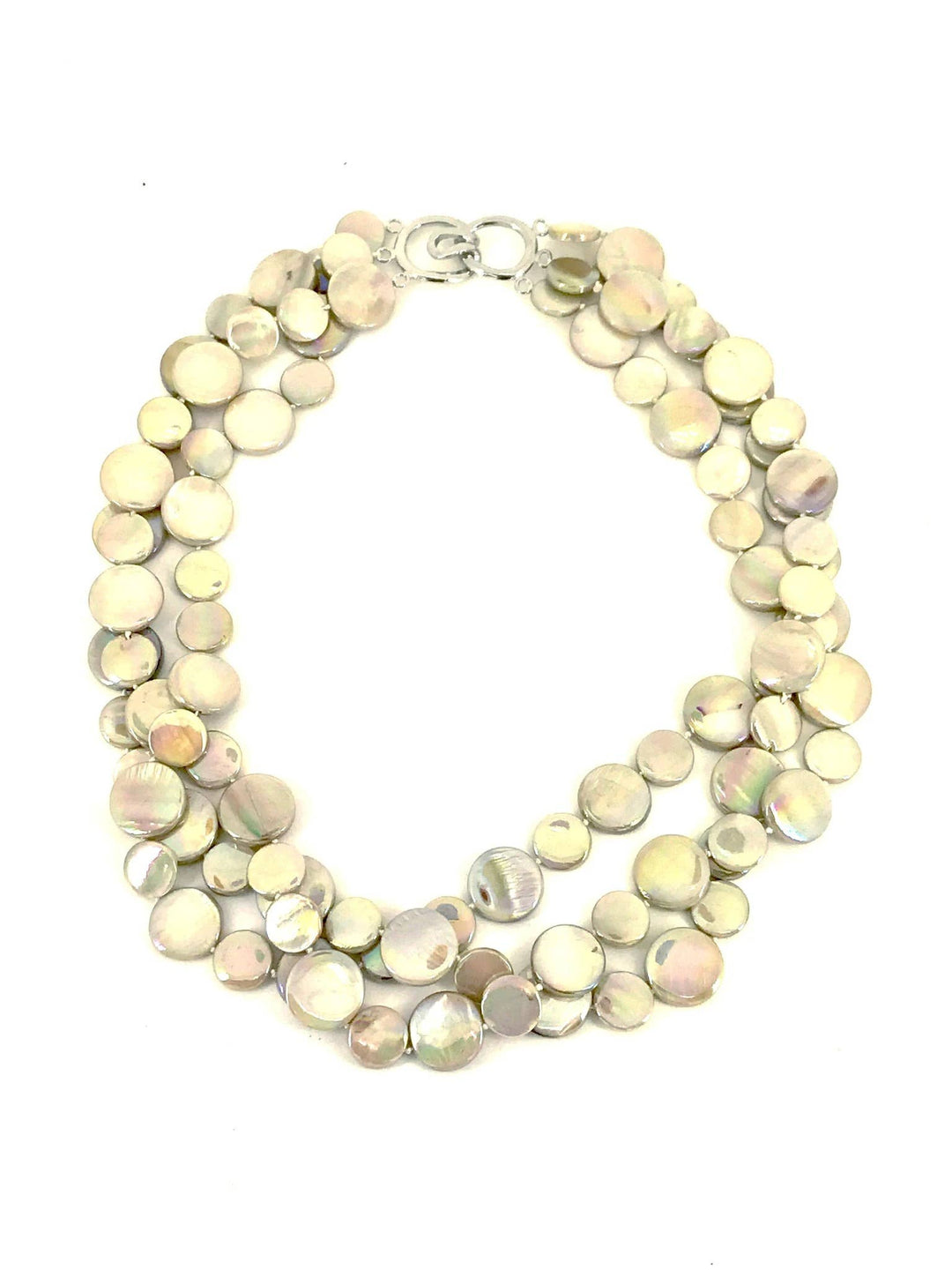 Taupe 3 Strand MOP Necklace