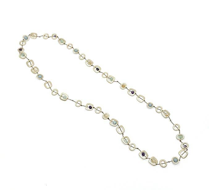 Sea Lily - 412 - Long Gold Geometric with Mixed Natural Stones