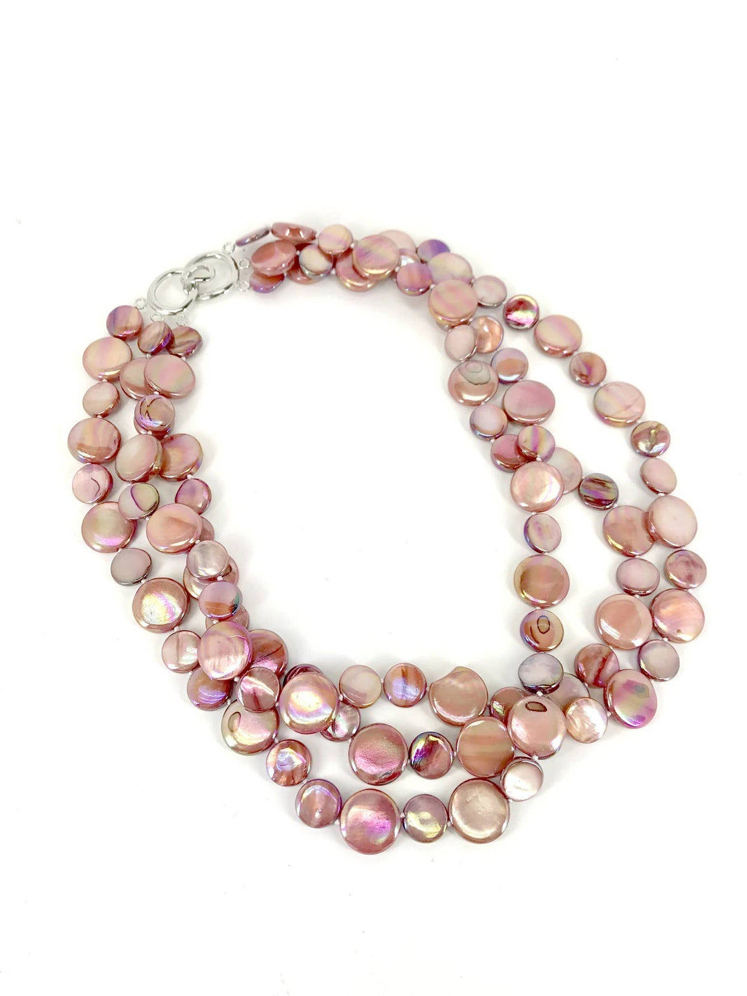 Salmon 3 Strand MOP Necklace