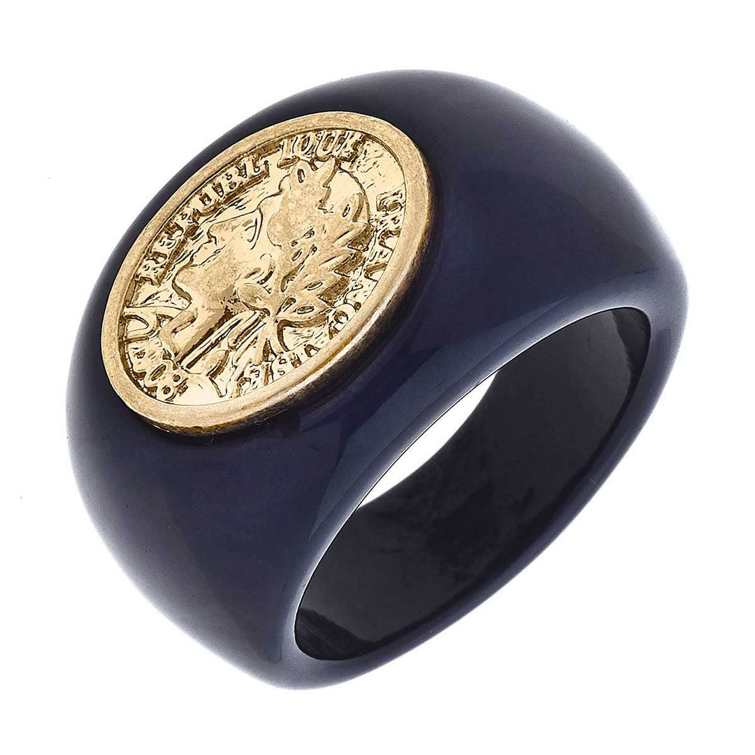 Ramsey Statement Ring in Navy Resin