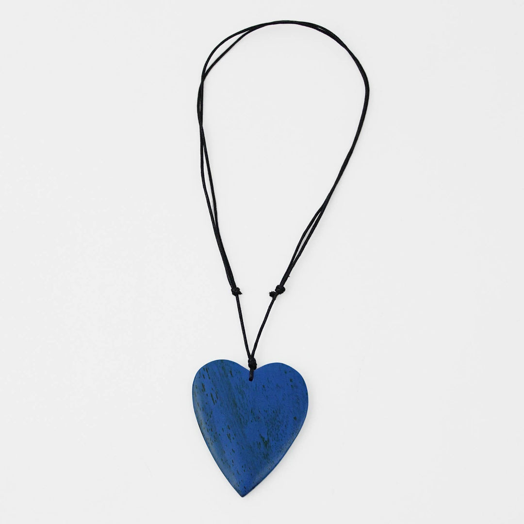 Sylca Designs - Blue Gabi Heart Wood Necklace