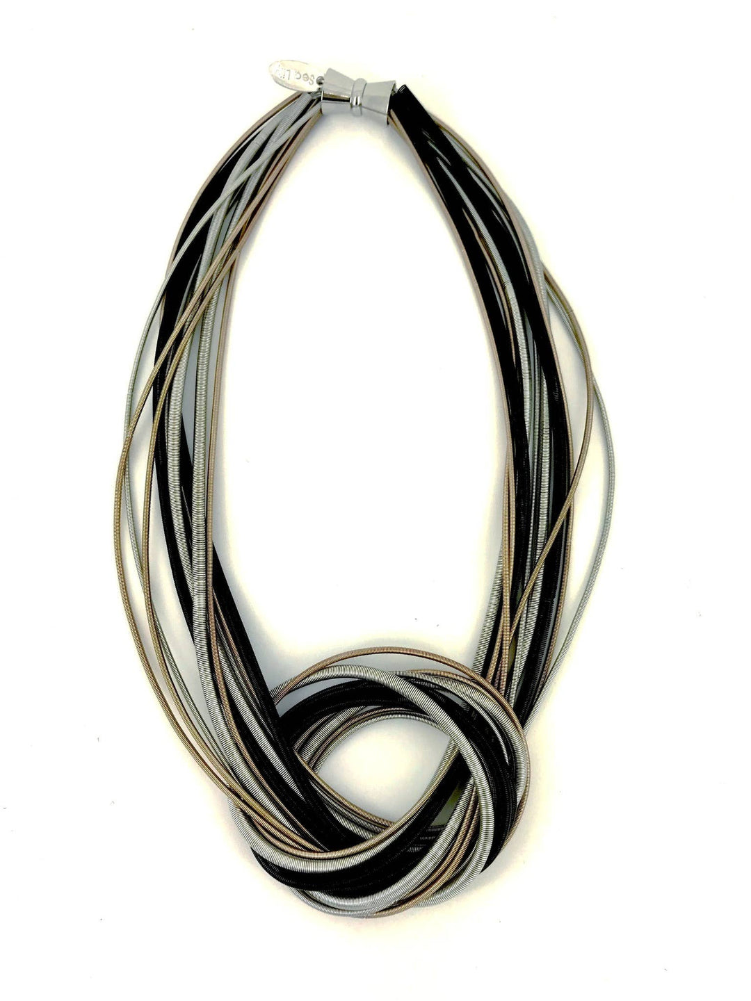 Sea Lily - S44A-K - Rose/Black/Silver Knot Wire Necklace