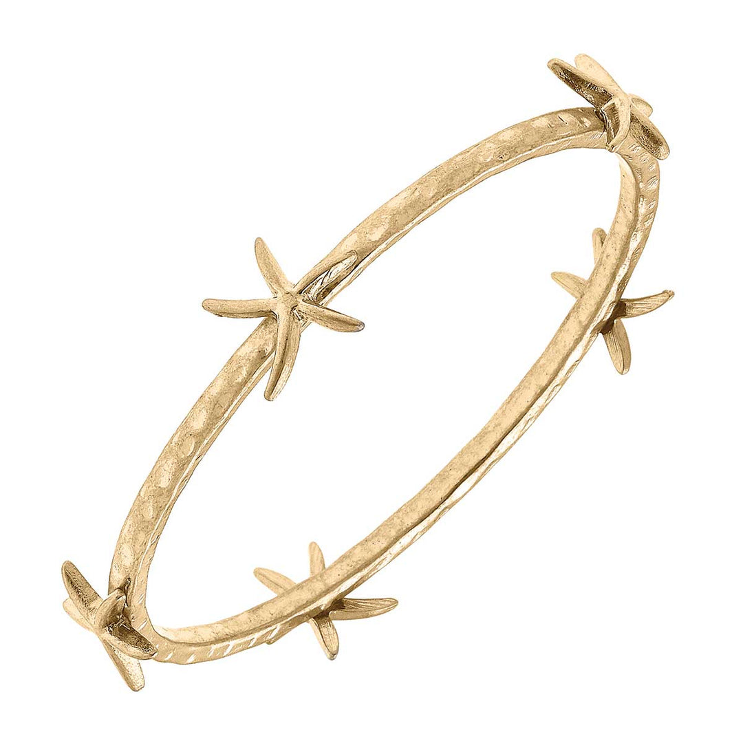 Starfish Bangle in Worn Gold