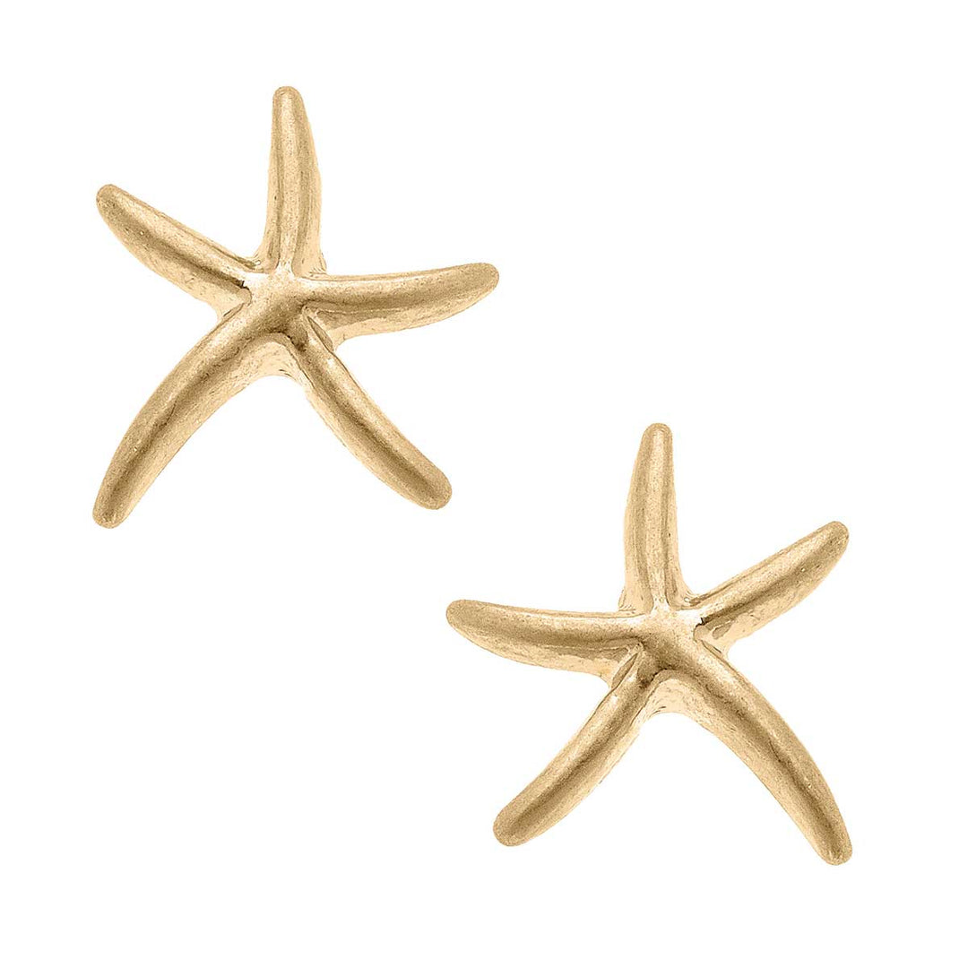 CANVAS Style - Starfish Stud Earrings in Worn Gold