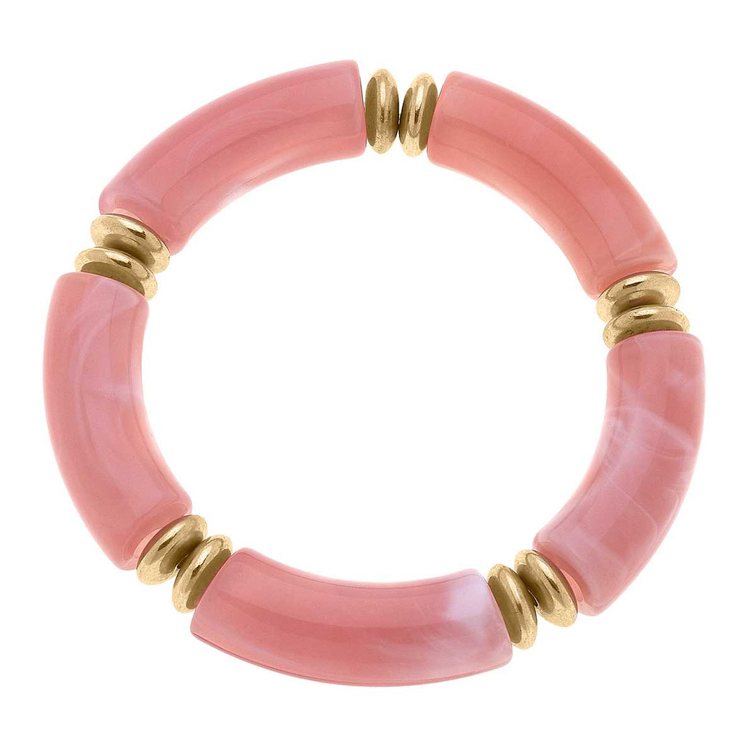 Lelani Disc Resin Stretch Bracelet in Pink