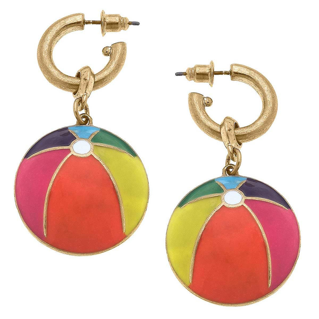 Beach Ball Enamel Earrings in Multi