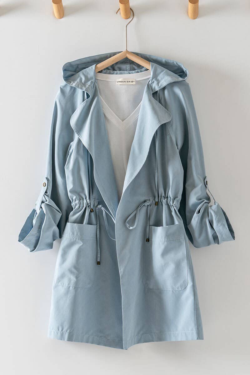 LIGHTWEIGHT TASSEL HOODED OPEN JACKET