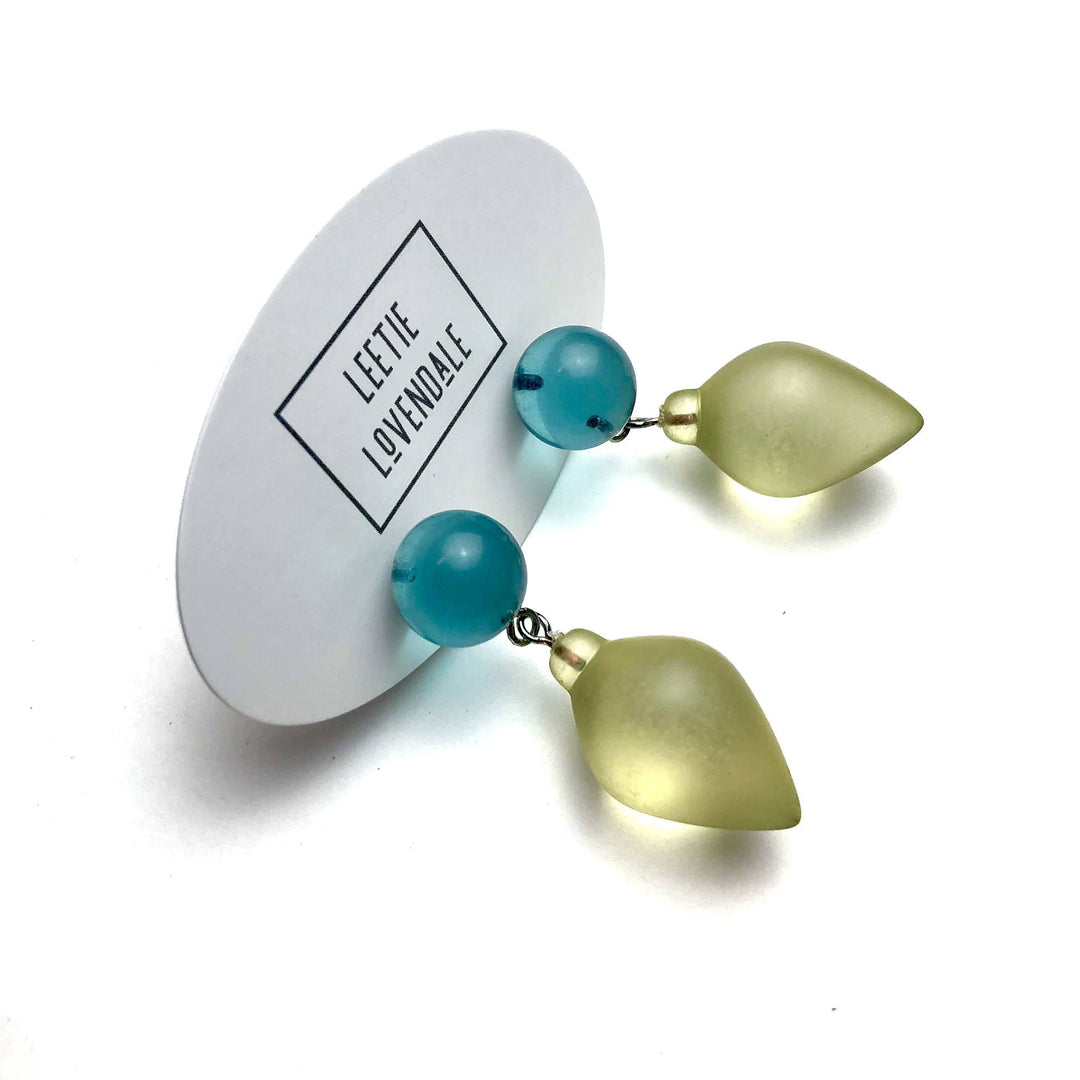 Leetie Lovendale - Teal and Mint Plum Bob Drop Earrings