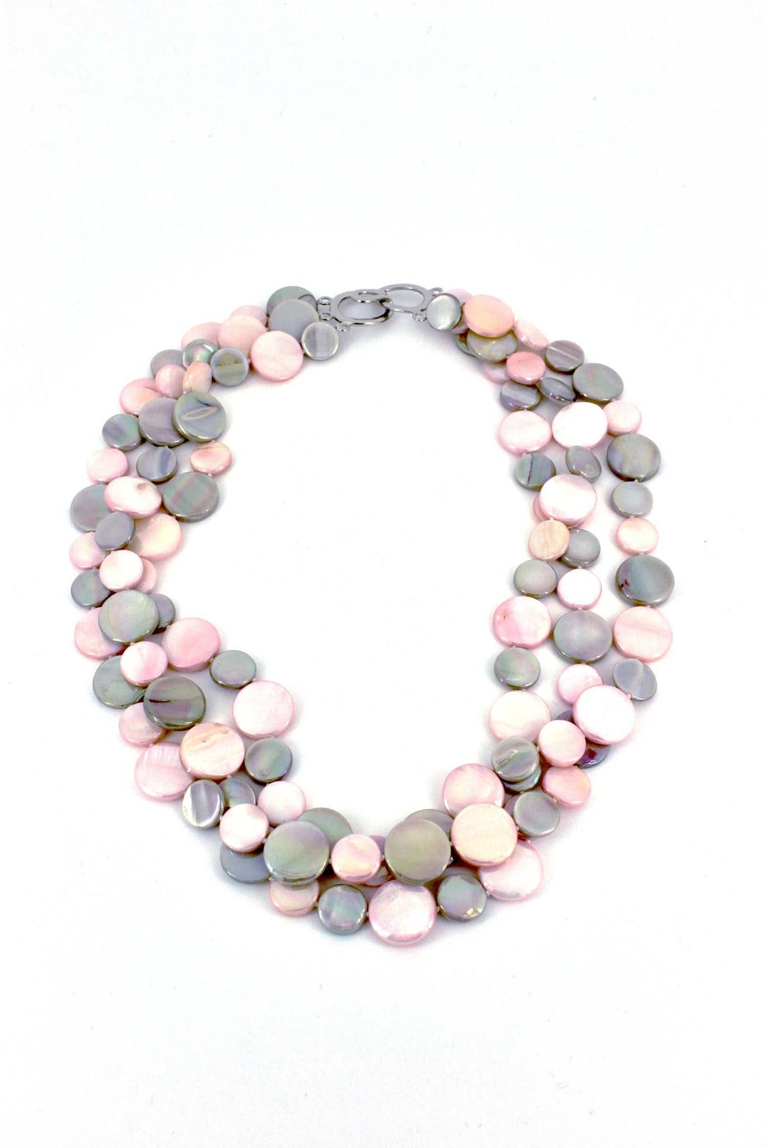 Taupe/Pink 3 Strand MOP Necklace