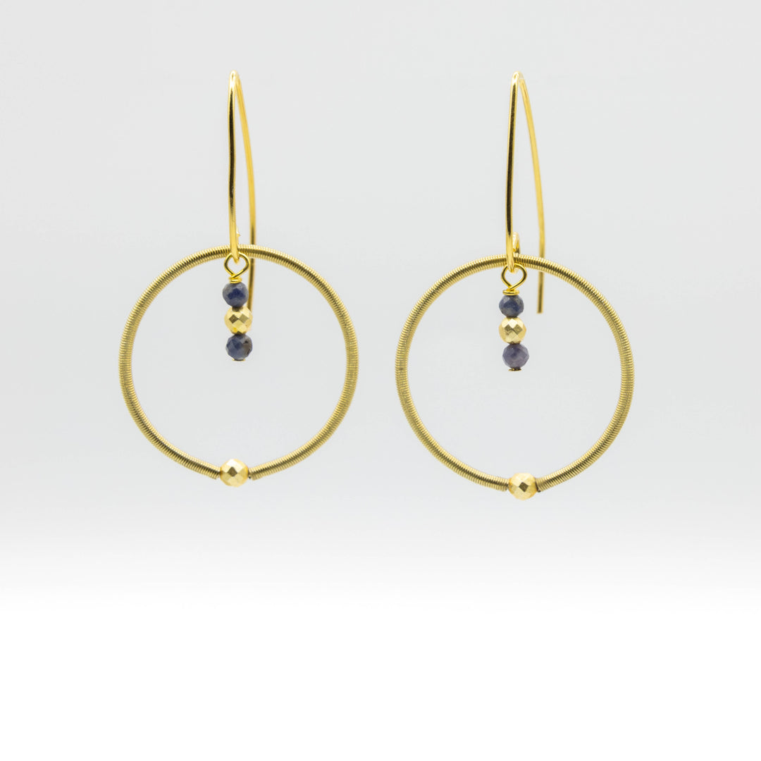 948 SAPPHIRE-E wire loop earring with sapphire drop
