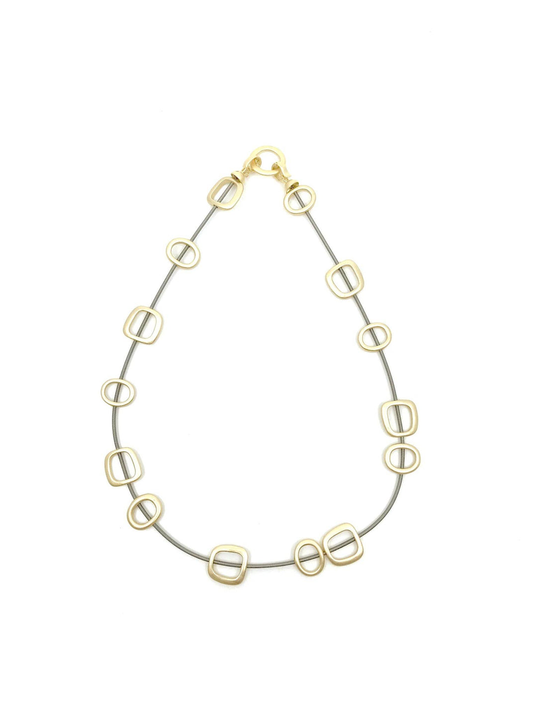 Sea Lily - 323GLD - Short Wire Necklace w. Gold Squares & Metal Clasp