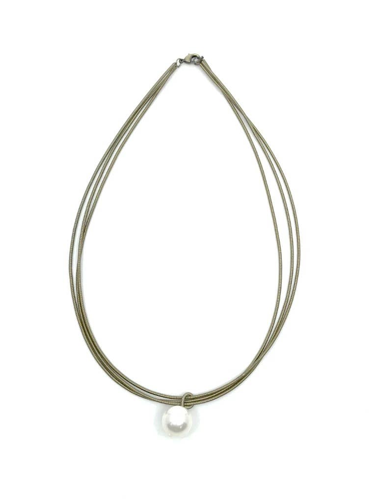 Sea Lily - 870 - Bronze 3 Strand PW with White MOP Pearl Drop