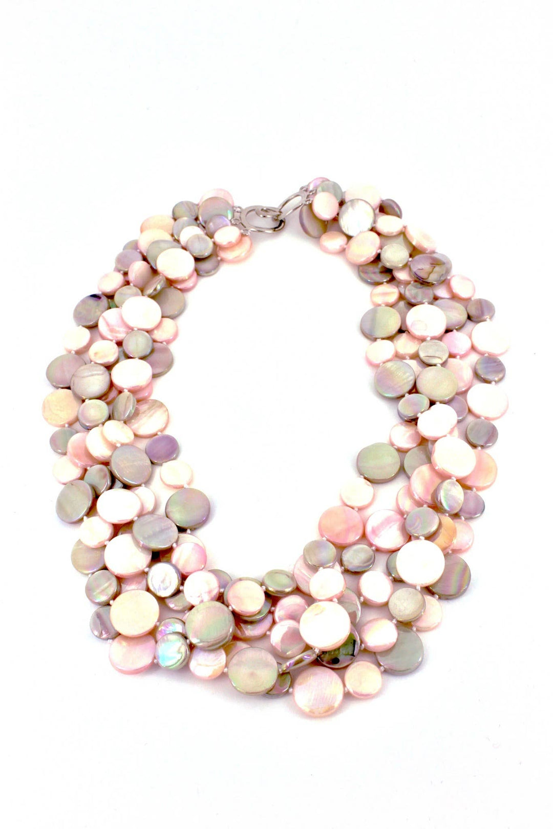 Taupe/Pink 5 Strand MOP Necklace