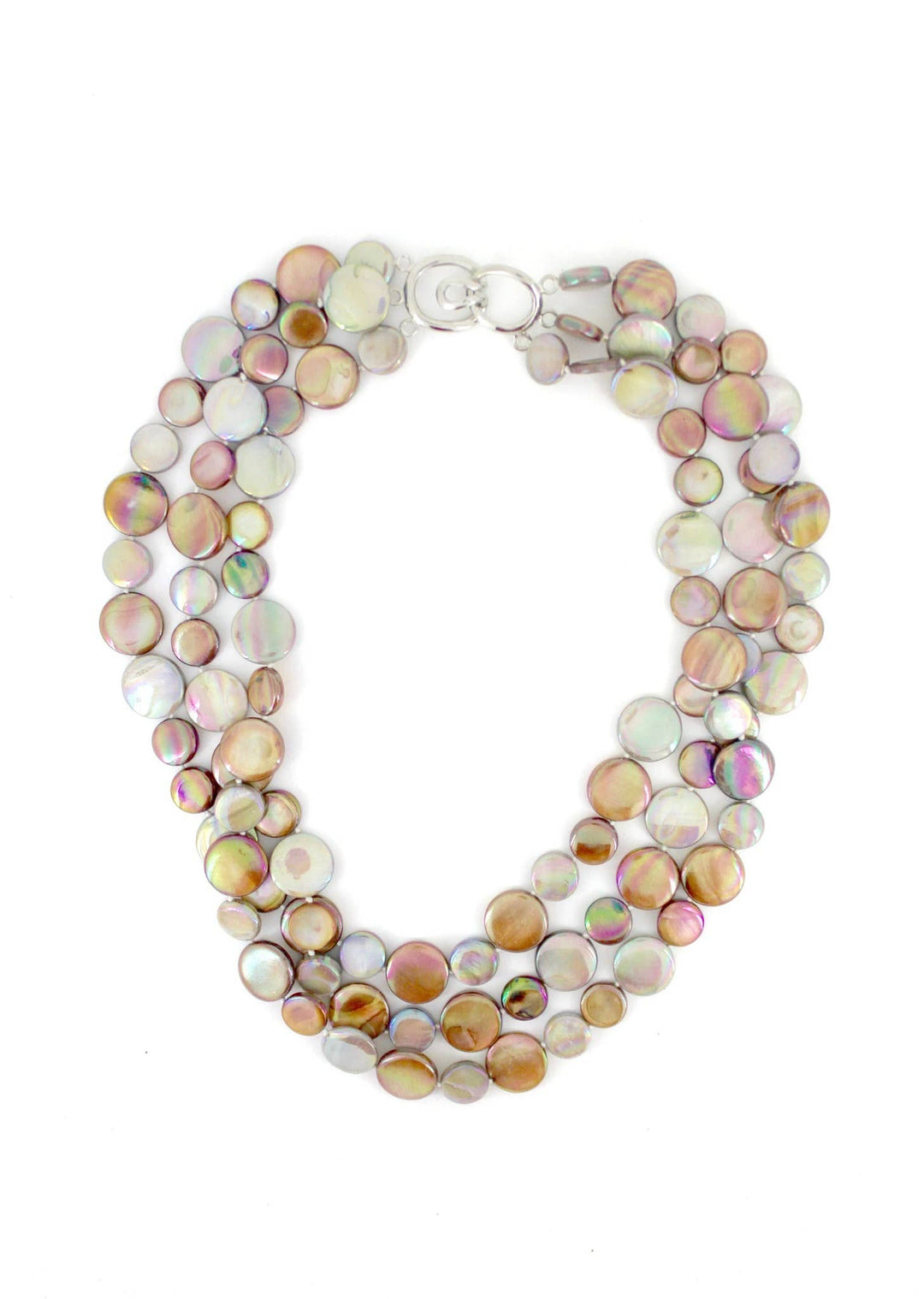 Sea Lily - 252043 - Chocolate and Taupe 3 Strand MOP Necklace