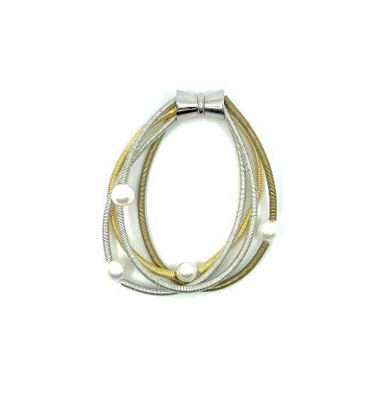 Multi Wave Wire Bracelet with Mop and Magnet
