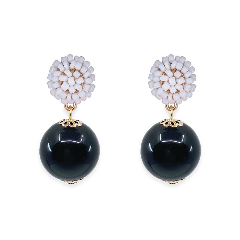 Seed Bead Black Candy Earring