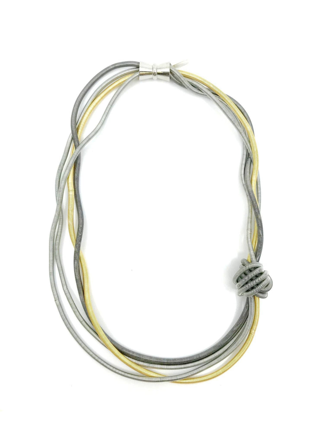 Sea Lily - L14K - Multi Short Wave Piano Wire Necklace w. Large Knot