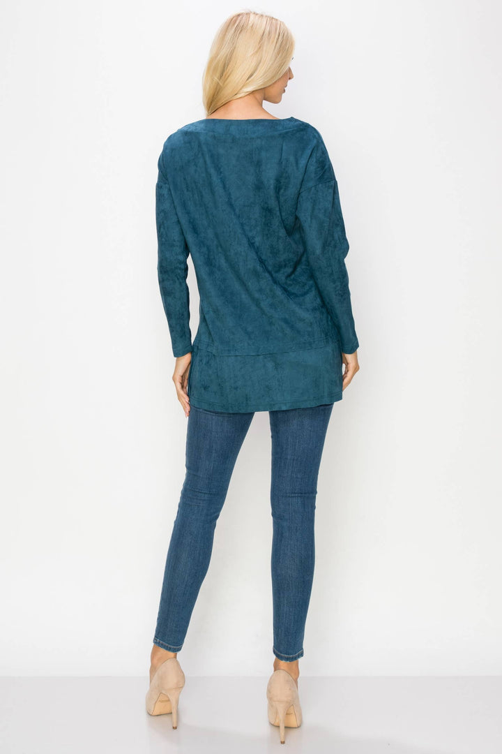 April Stretch Suede Tunic: BLACK / XL / 21136A