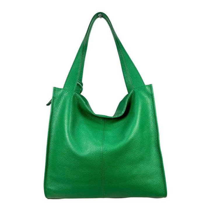Leather Shopper Bag: Khaki