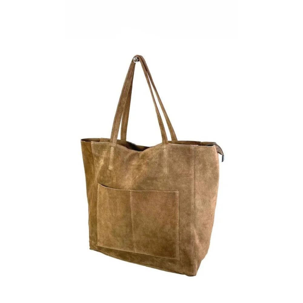 Italian Suede Leather Bag: Olive
