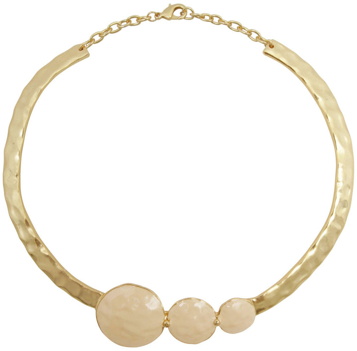 - Elegant Gold & Beige Collar Necklace: GOLD