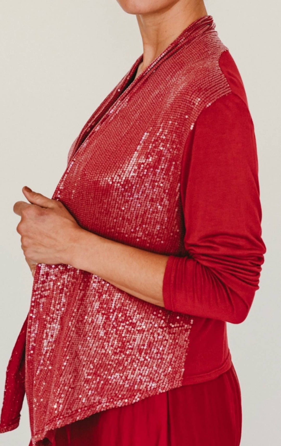 Sequin Front Cardi: Aqua
