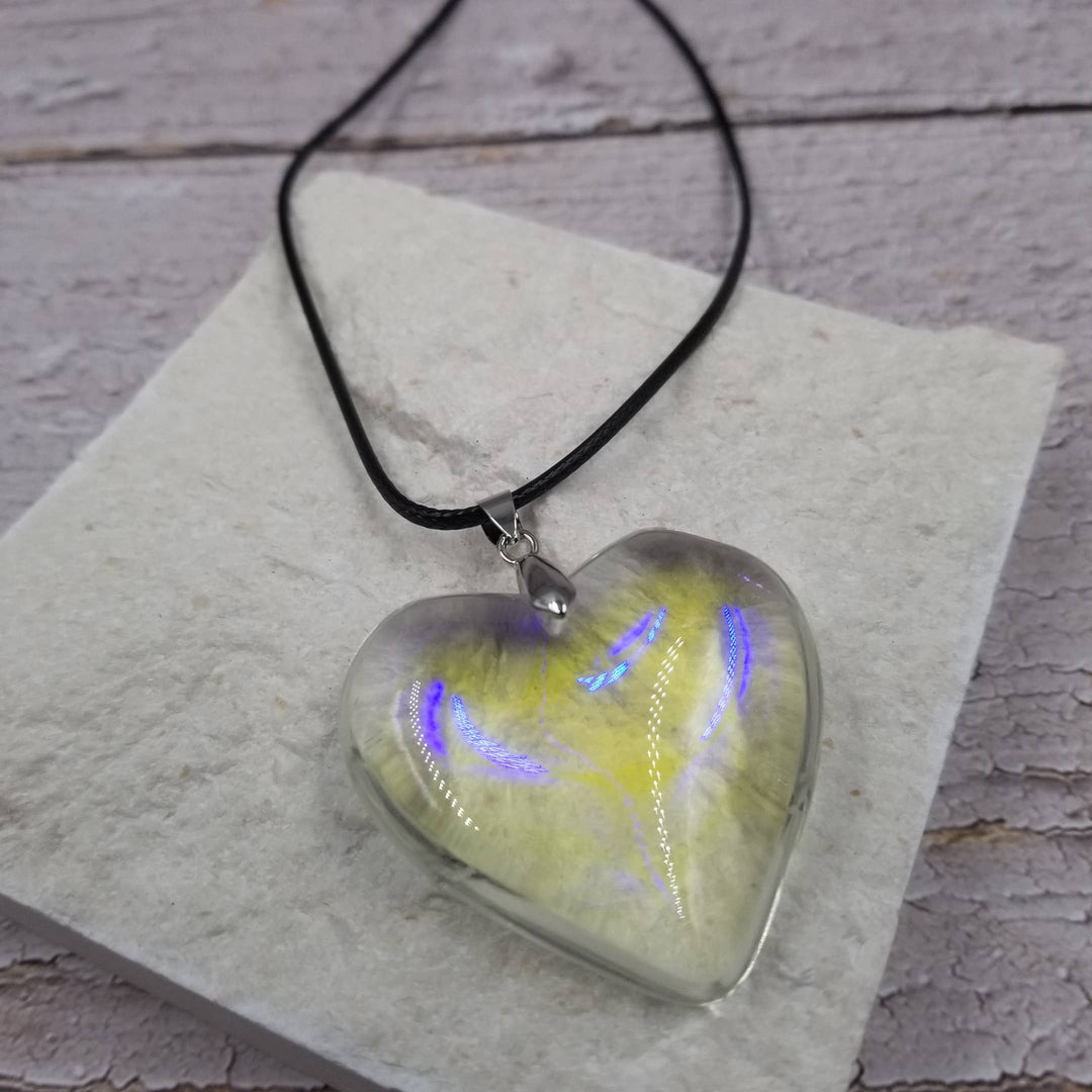 Large Glass Heart Necklace: Red