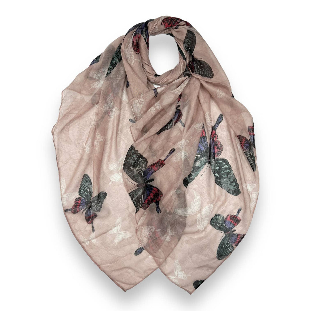 Butterfly print scarf: Grey