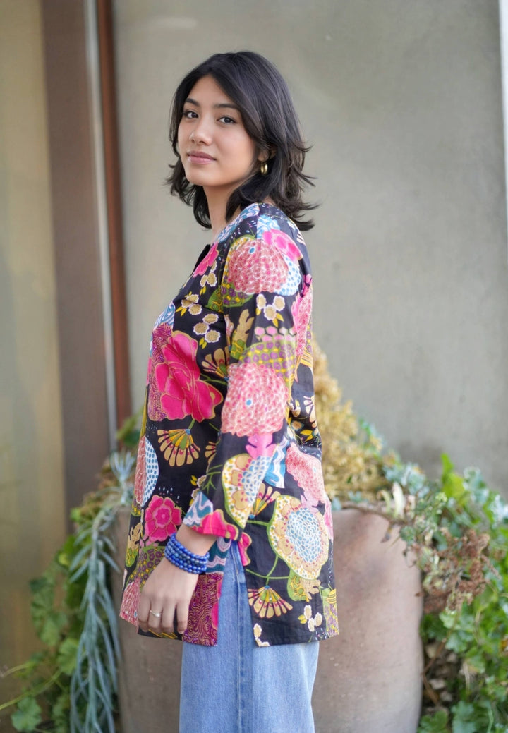Beau Cotton Tunic: Black Multi / S