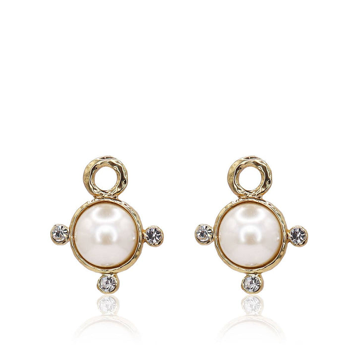 Pearl & Crystals Stud Earrings: Silver