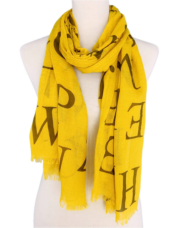 Alphabet Prints Scarf: Orange