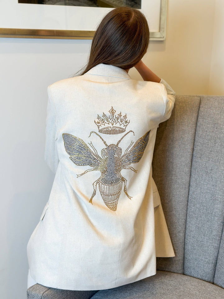 Blazer, Linen Natural, Gold Queen Bee: X-Large