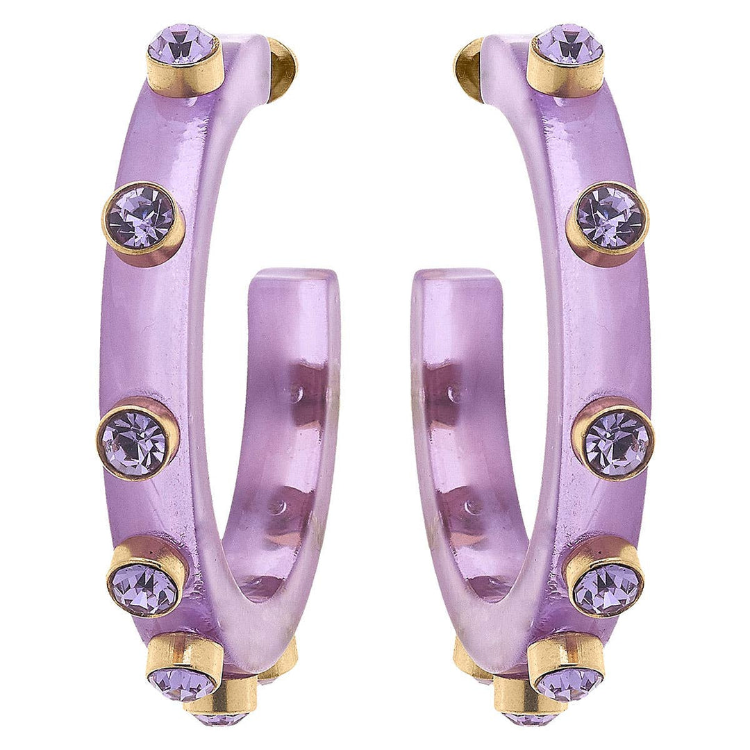 Renee Resin and Rhinestone Hoop Earrings: Cocoa