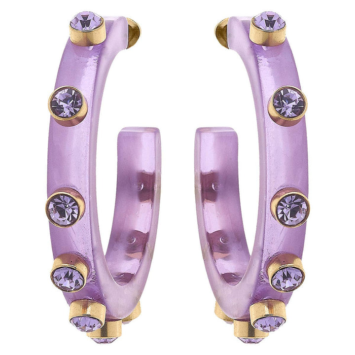 Renee Resin and Rhinestone Hoop Earrings: Cocoa