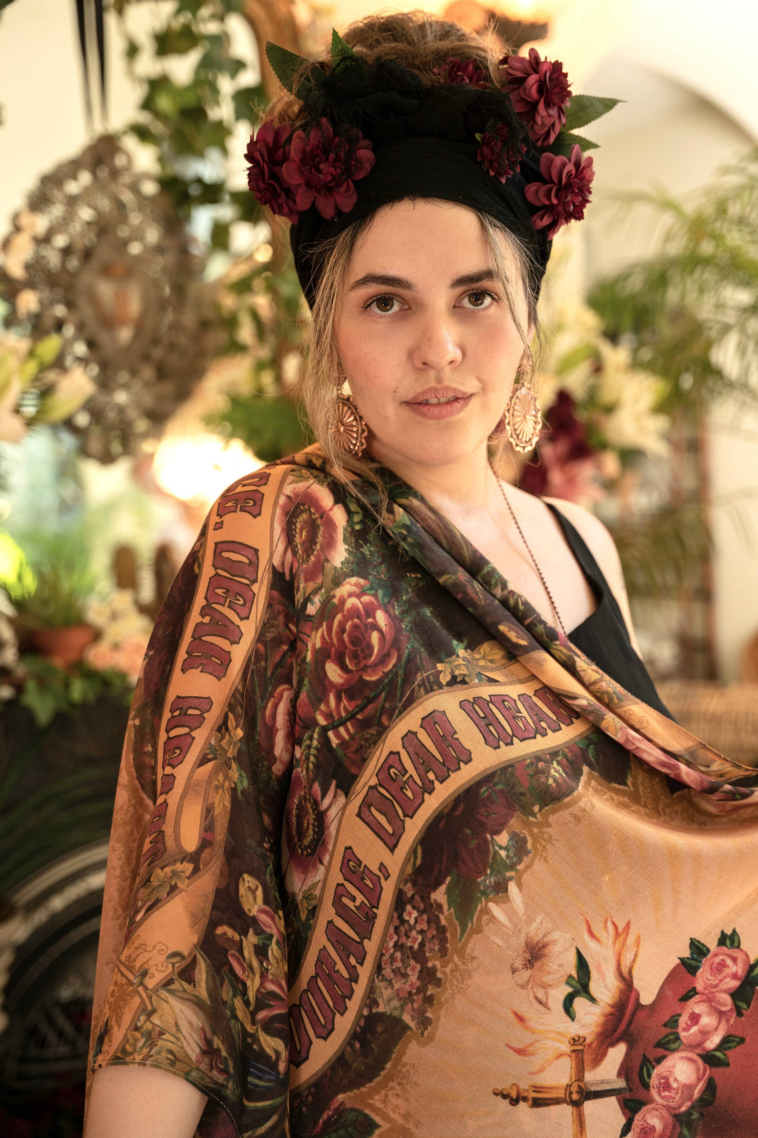 Courage Dear Heart Scarf with Sacred Heart