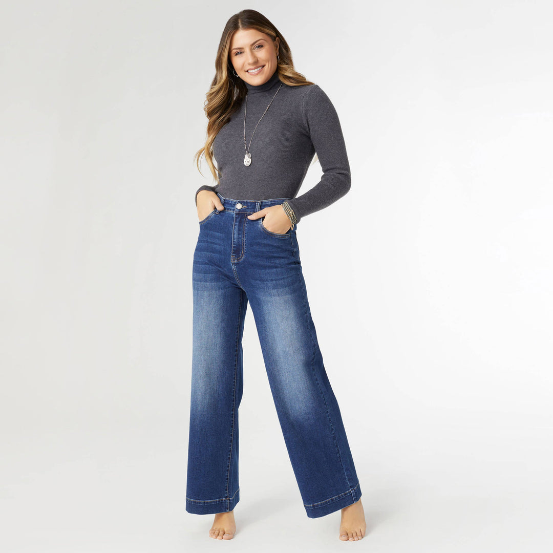 - EverStretch High Rise Wide Leg Dark Denim / M