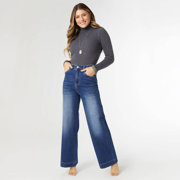 - EverStretch High Rise Wide Leg Dark Denim / M