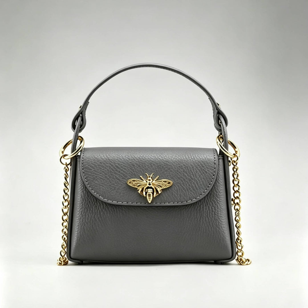 Mini Leather Bag Bee Clasp: Marrone