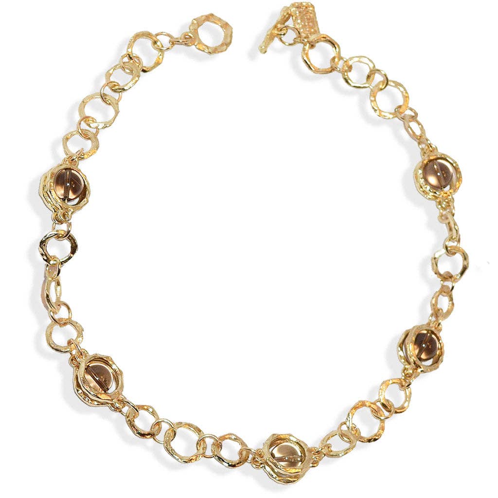 Natural Beads Collar Necklace : Gold