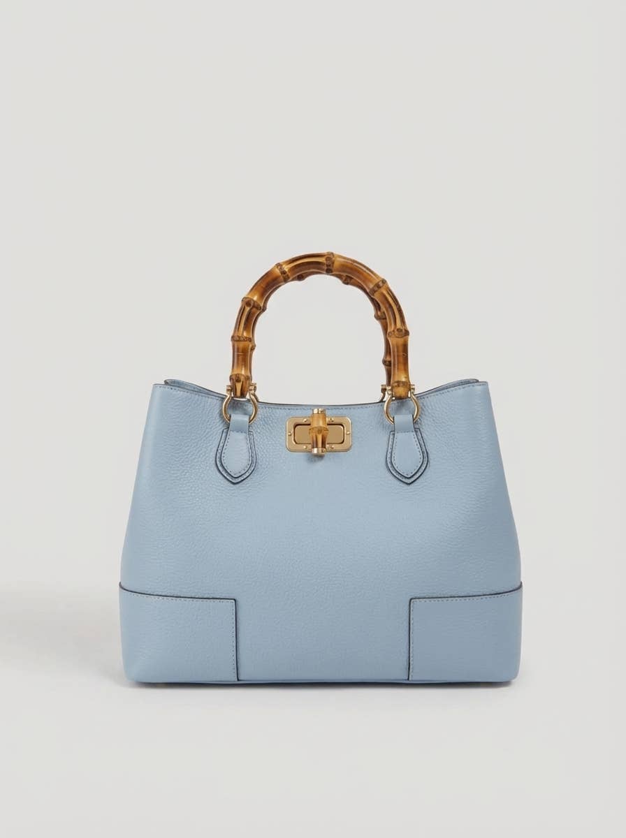 Bamboo Bag in Leather – Made in Italy Nero