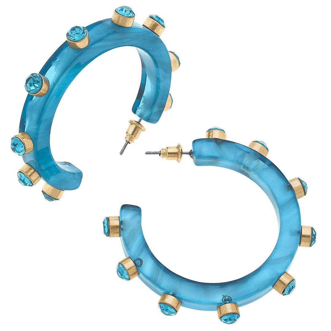 Renee Resin and Rhinestone Hoop Earrings: Cocoa