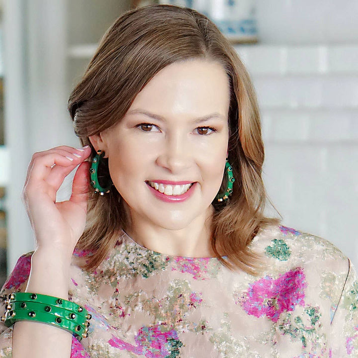 Renee Resin and Rhinestone Hoop Earrings: Cocoa