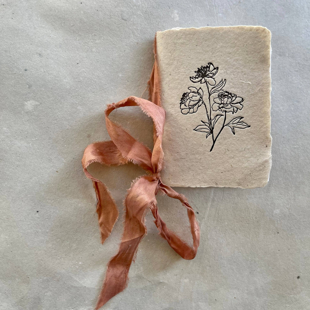 Notes - Oak green paper with camel ribbon