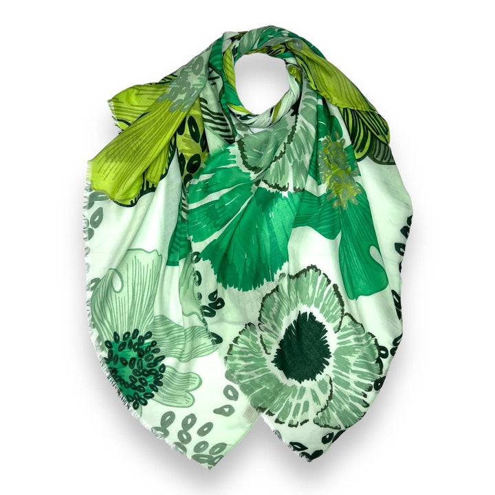 Big flower printed scarf: Grey