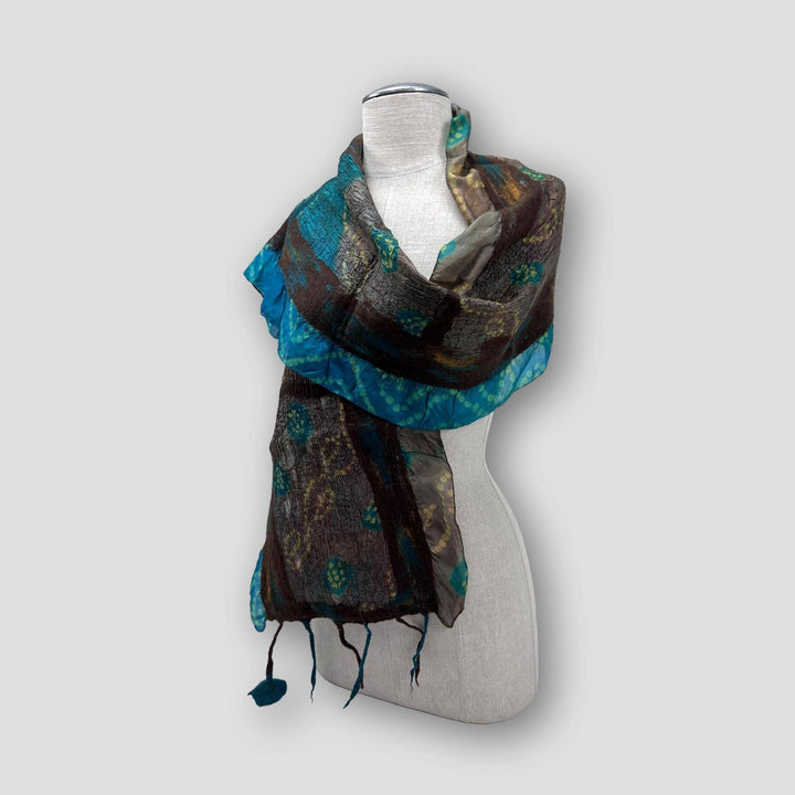 Maroon Merino Wool Spots Felt Flower  Scarf