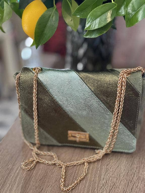 Multicolored Leather Bag: Silver