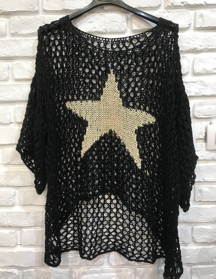 Cotton knit sweater star 100% cotton: Persimmon