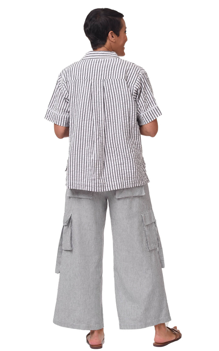 Tulip Clothing - CV1086 Calista Cargo Pant in Ticking Stripe*: M