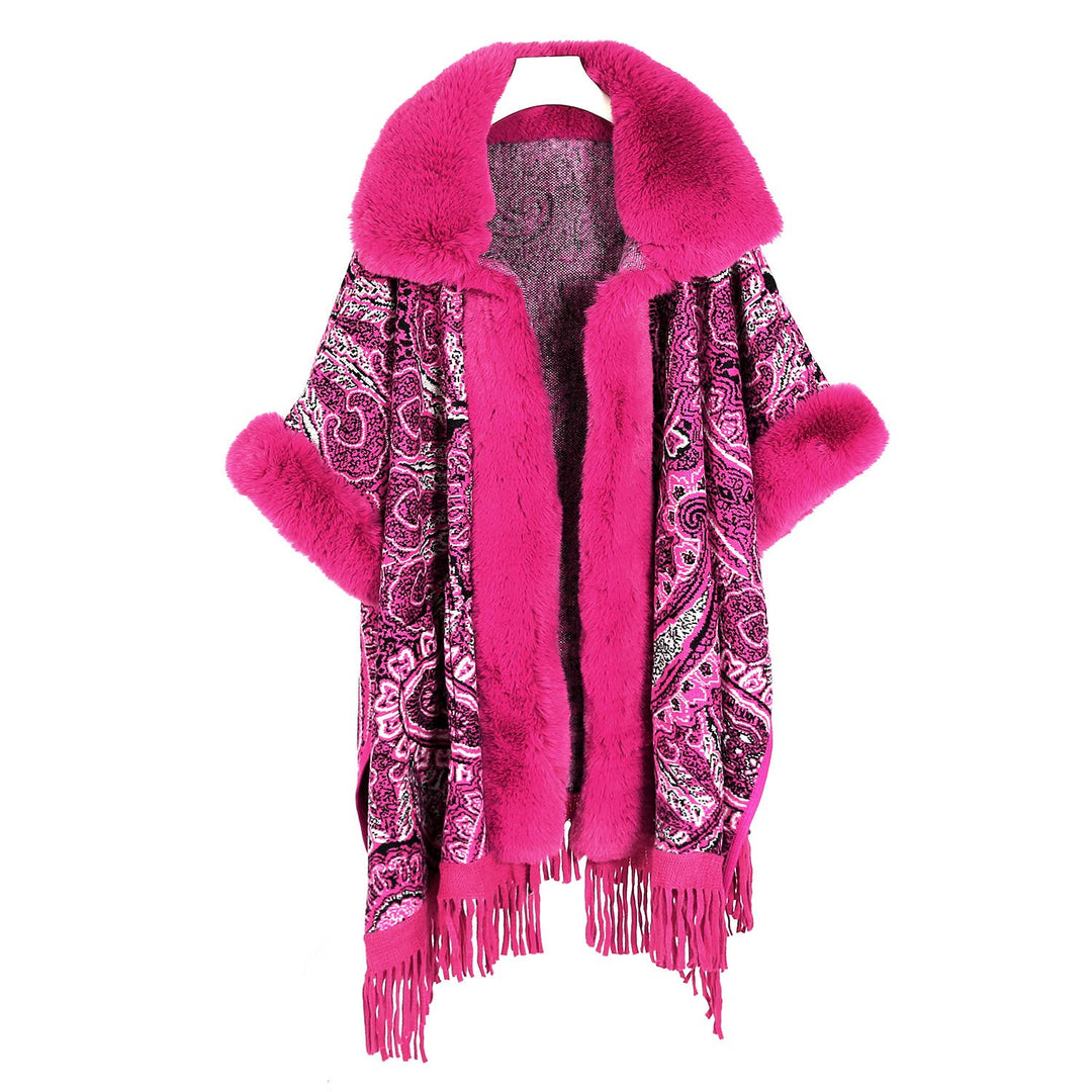 PEACH ACCESSORIES - PE361 Paisley print cape: Beige