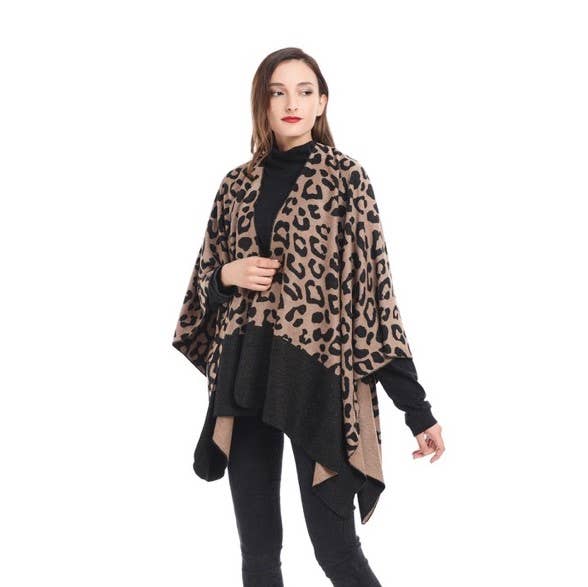Cheetah Print Reversible Cape: 02 Black